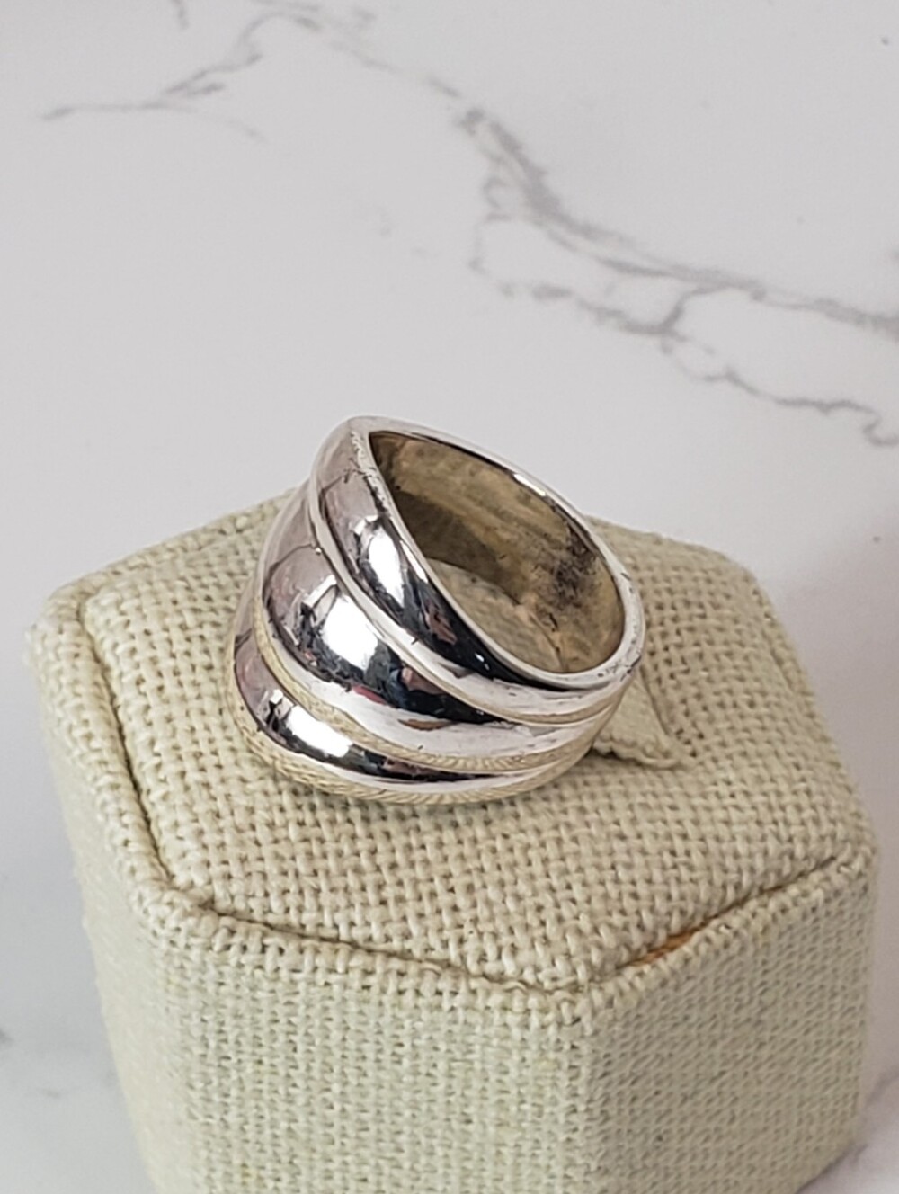 Silver-tone Thick Domed Ring Size 6
